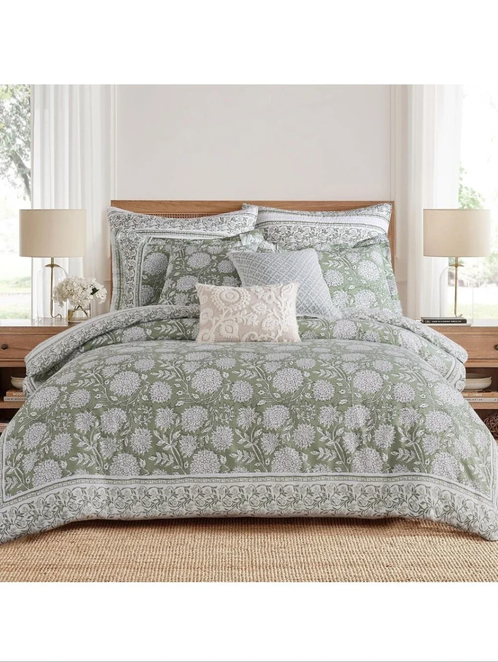 Levtex Home Adare Sage Reversible King Duvet Cover Set (106x94in) with 2 Pillow